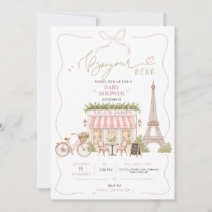 Invitation Tour Eiffel de Paris Bonjour Bébé Baby Shower