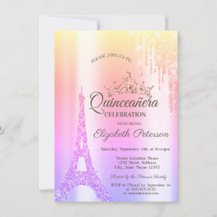Invitation Tour Eiffel de Paris, Dégoulinant Ombré Quinceañer