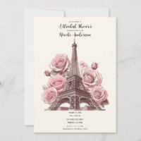 Tour Eiffel de Paris et douches de mariée aux rose