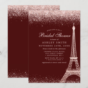 Invitation Tour Eiffel de Paris Mariage Burgundy Étincelle