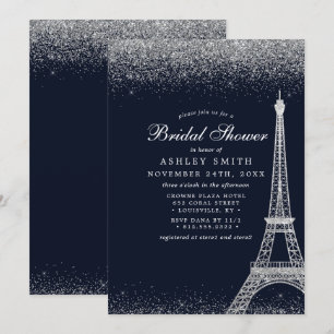 Invitation Tour Eiffel de Paris Mariage Étincelant Argent