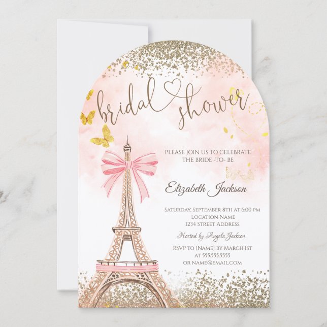 Invitation  Tour Eiffel Diamants Papillon Enterrement de Vie  (Devant)