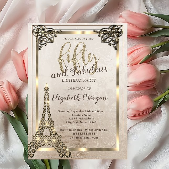 Invitation Tour Eiffel diamants, soirée d'anniversaire 50 ans (Créateur téléchargé)