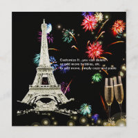 Tour Eiffel+feux d'artifice bulles de champagne