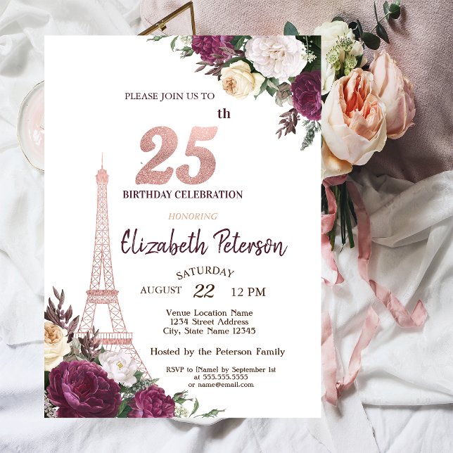 Invitation Tour Eiffel Fleurs de Bourgogne 25e Anniversaire (Créateur téléchargé)
