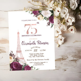 Invitation Tour Eiffel Fleurs de Bourgogne 75e Anniversaire