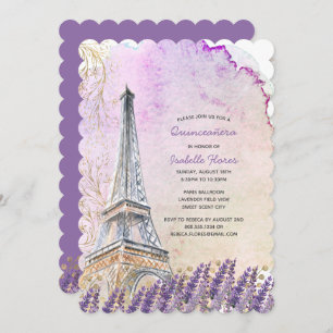 Invitation Tour Eiffel Lavande Quinceanera