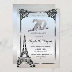 Invitation Tour Eiffel Noire de luxe, Bordure 70e anniversair