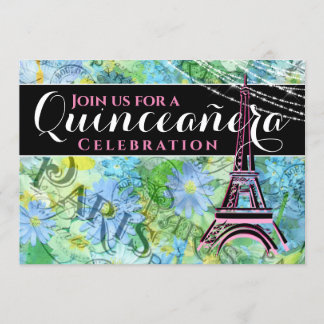 Invitation Tour Eiffel Paris avec messe Quinceañera