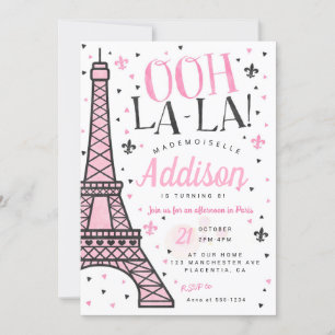 Invitation Tour Eiffel Paris Fête d'anniversaire Fille