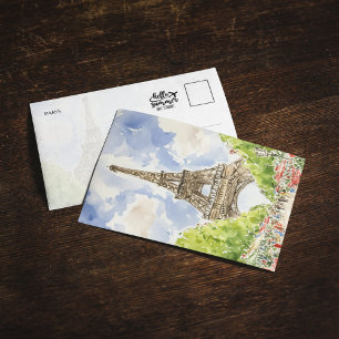 Invitation Tour Eiffel Paris France Aquarelle