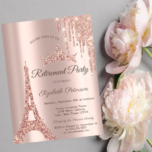 Invitation Tour Eiffel Paris, Retraite Rose en or
