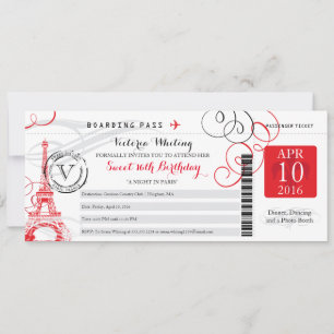 Invitation Tour Eiffel Paris Rouge   Anniversaire 16 ans