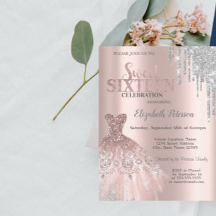 Invitation Tour Eiffel Paris, Tiara, Drives Silver Quinceañer