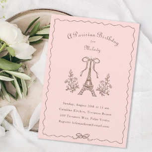 Invitation Tour Eiffel Ribbons Bow Fête d'Anniversaire Parisi