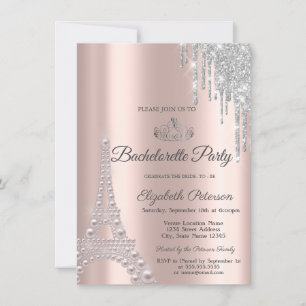 Invitation Tour Eiffel, Rose  Gold Bachelorette Party