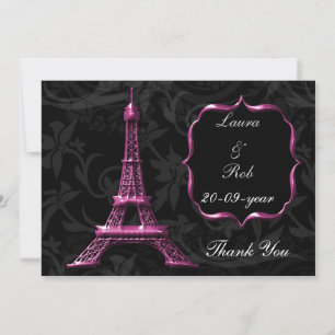 Invitation tour Eiffel rose Merci français