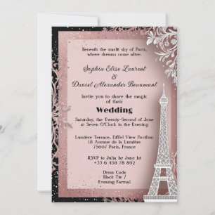 Invitation Tour Eiffel Rose Pâle Destination Mariage Paris