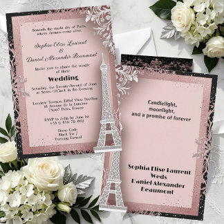 Invitation Tour Eiffel Rose Pâle Destination Mariage Paris