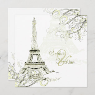 Invitation TOUR EIFFEL/SWIRLS/Luxe Papier à champagne