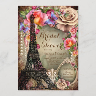 Invitation Tour Eiffel Vintage Mariage Paris Fête de Mariée