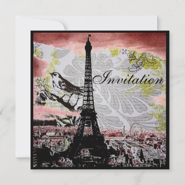 Invitation tour eiffel vintage moderne paris douche nuptiale (Devant)