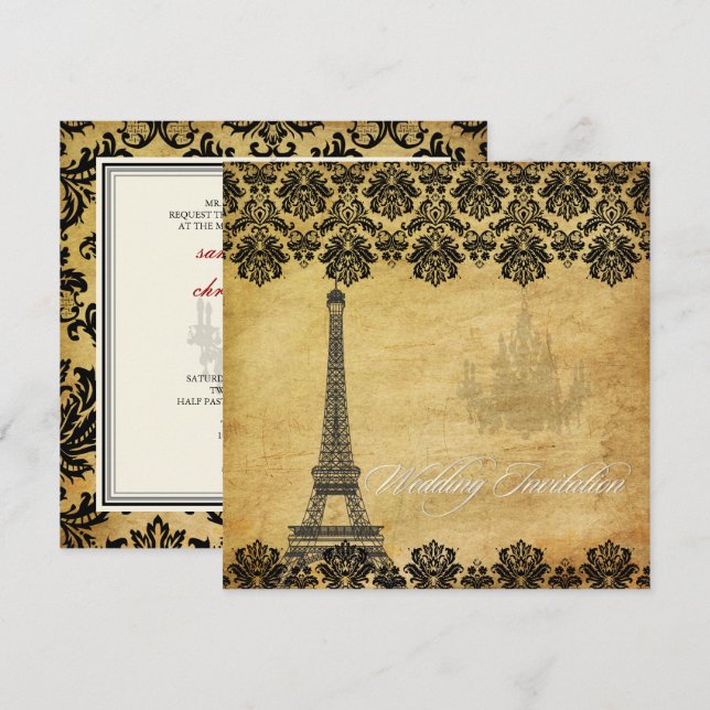 INVITATION TOUR EIFFEL VINTAGE/TOURBILLONS DE VANILLE (Devant / Derrière)