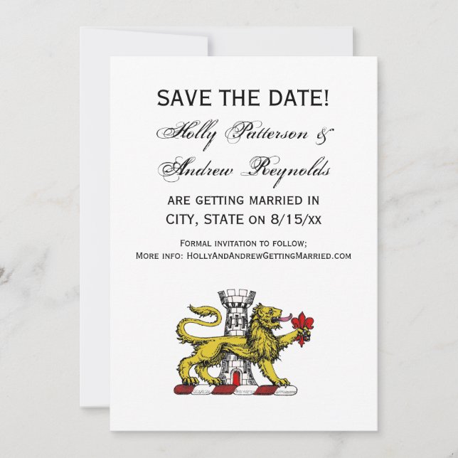 Invitation Tour Lion Fleur de Lis Crest Emblem C (Devant)