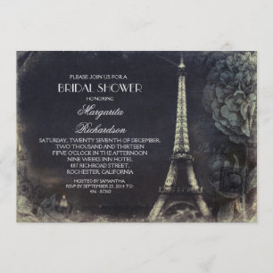 Invitation Tour Paris Eiffel Douche vintage nuptiale