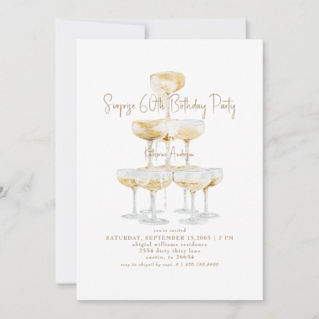 Invitation Tour surprise de champagne pour 60 ans (Devant)
