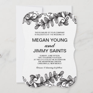 Invitation tourbillon de doodle feuille
