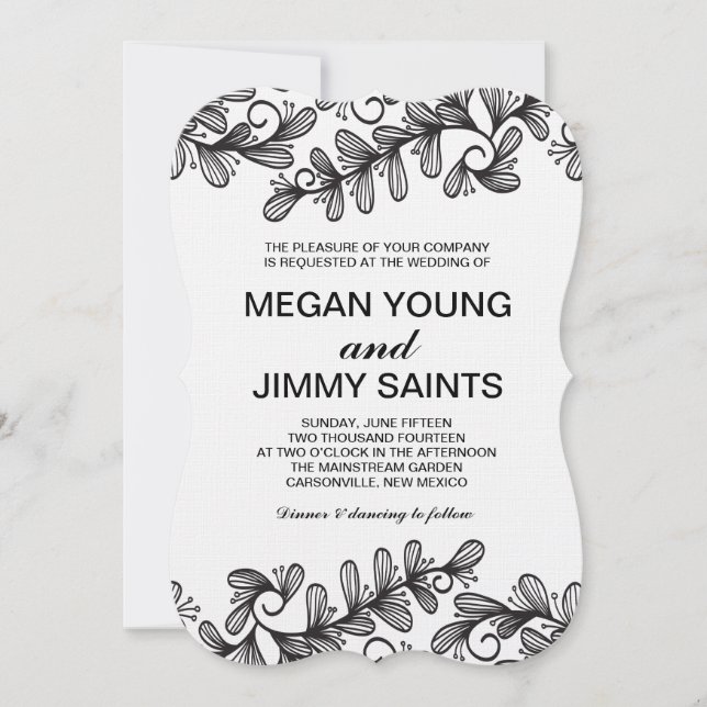 Invitation tourbillon de doodle feuille (Devant)