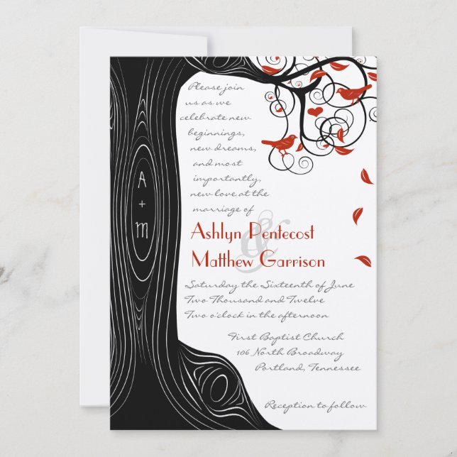 Invitation Tourbillon noir et rouge dans un arbre (Devant)