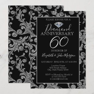 Invitation Tourbillons de paillettes argentées Anniversaire d