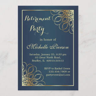 Invitation Tourbillons d'or sur minuit Parti de la retraite b