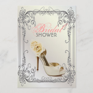 Invitation Tourbillons élégants blancs vintage douche