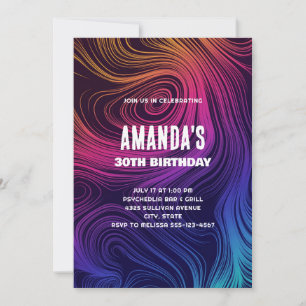 Invitation Tourbillons et cercles abstraits Groovy Cool Anniv
