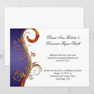 Invitation Tourbillons Ornés Violet Orange & Or