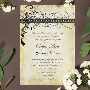 Invitation Tourbillons Renaissance Médiévale Noirs