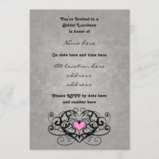 Invitation Tourbillons romantiques et coeurs déjeuner nuptial