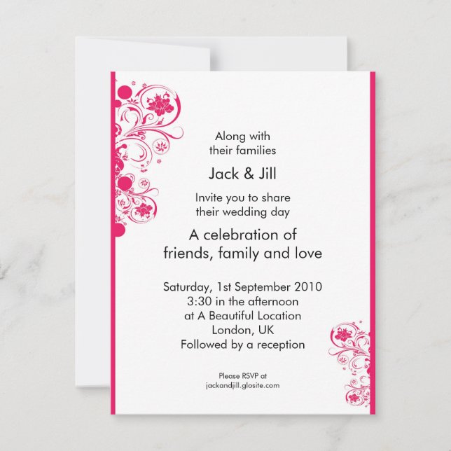 Invitation Tourbillons (rose) 4,25x5,5 (Devant)