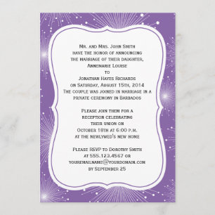 Invitation Tourbillons Violet et Blanc Réception uniquement