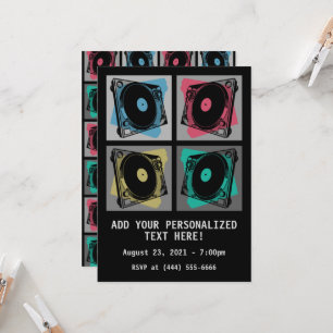 Invitation Tourne-disques d'art pop rétro