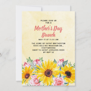 Invitation Tournedos Rossini Fleurs Jaunes de Tournesol Roses