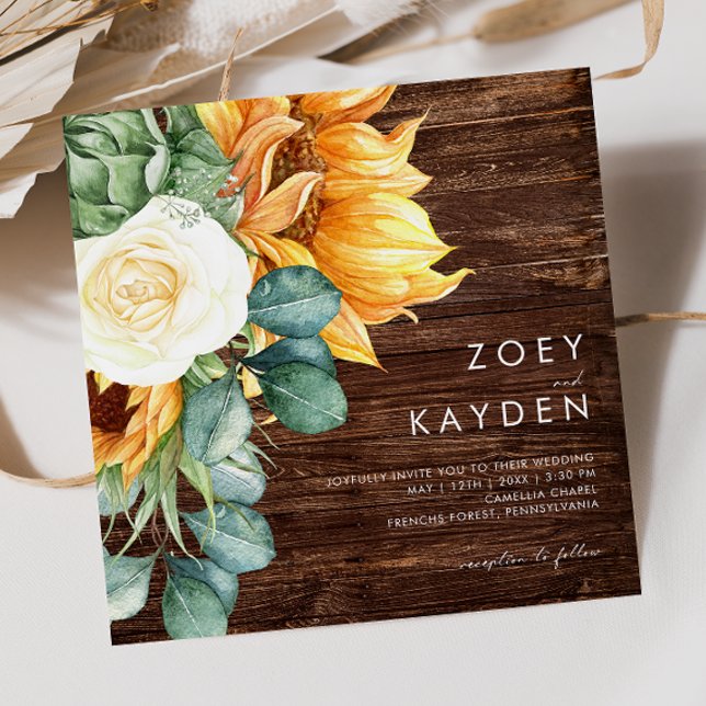 Invitation Tournée de pays audacieux | Mariage Carré bois (Créateur téléchargé)