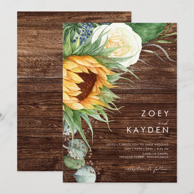 Invitation Tournée de pays audacieux | Mariage en bois Décont (Devant / Derrière)