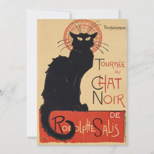 Invitation Tournée du Chat Noir Vintage Black Cat Art Nouveau