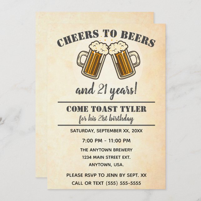 Invitation Tournée Jaune Pour Les 21 Ans De Beers (Devant / Derrière)