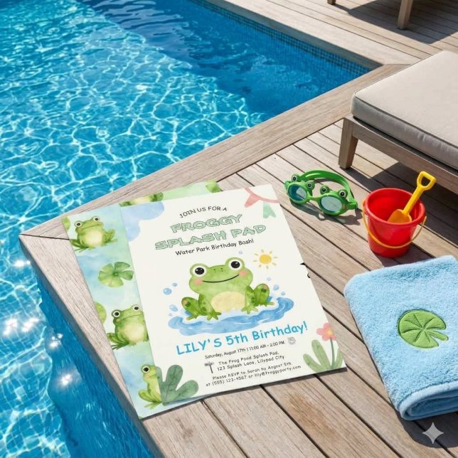 Invitation Tourner 5 Grenouille Splash Pad Piscine de jardin  (Créateur téléchargé)
