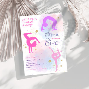 Invitation Tourner et sauter Gymnastique Anniversaire